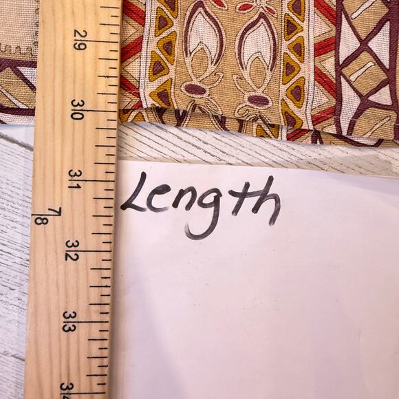 Talbots 16W Plus silk linen tan red blouse cottage boho old money luxury artsy - Picture 4 of 7